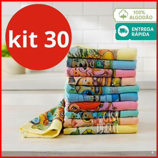 Pano De Prato Atacado Color Grande Premium Kit Com 30 Peças
