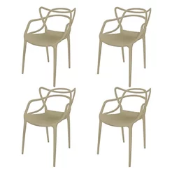 Conjunto com 4 Cadeiras para Sala de Jantar Allegra Bege/Fendi Fendi