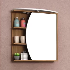 Espelheira para Banheiro com LED 1 Porta 3 Prateleiras Duna Branco