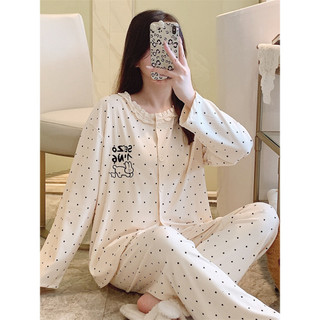 Novo estilo pijamas de veludo alemão feminino versão solta outono inverno forro de lã Cardigan calças de manga comprida 