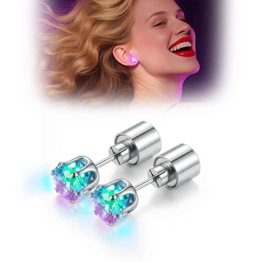 Brincos LED YLNWH, brincos com luzes, brincos com pingente em forma de coroa de diamantes que brilham, para mulheres e h