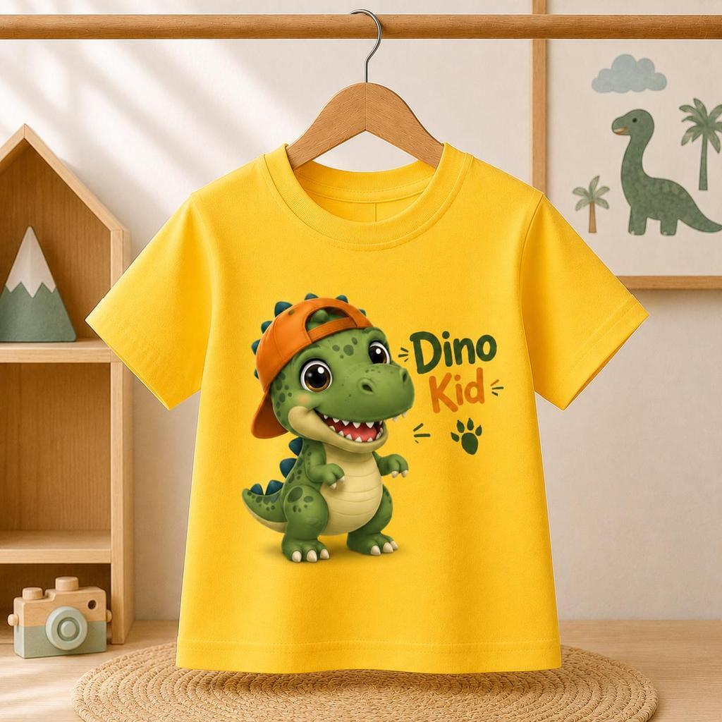 Camiseta Infantil Dinossauro fofo Menino 100% Algodão Estampa Divertida Tamanhos 2 ao 16