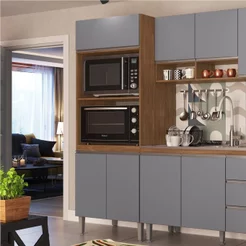 Torre Quente 3 Portas 2 Nichos para Forno Athena Laranja/Freijo/Cinza