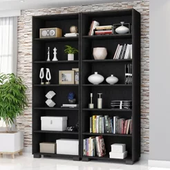Kit 2 Estantes para Livros 5 Prateleiras 188CMX60,5cm Office Preto/Tx Preto Tx