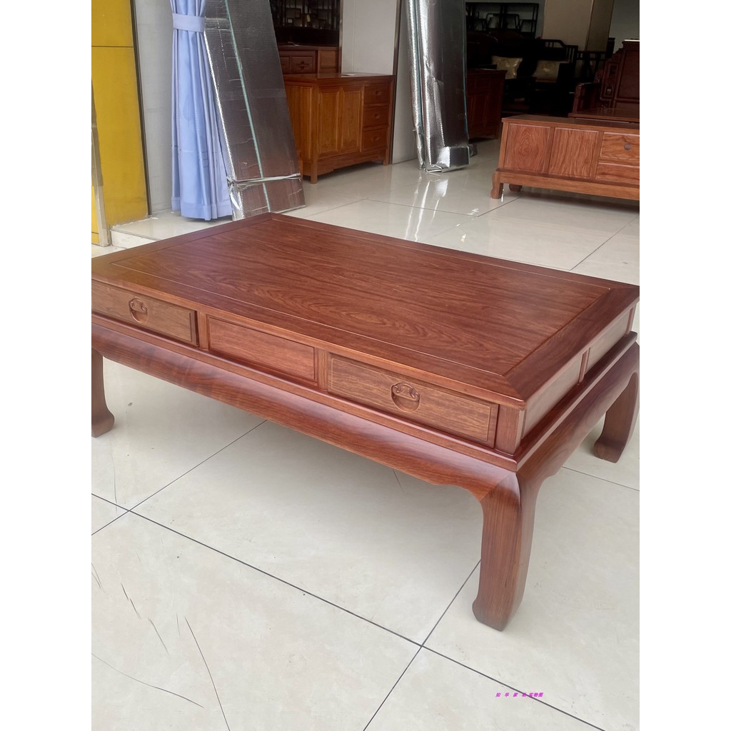 Mesa de centro em grade de abacaxi em mogno Mesa longa Novo estilo chinês Toda madeira maciça 1 metro 3 Sofá Mesa latera
