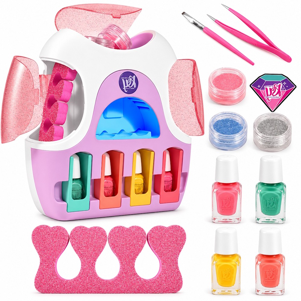 Salão de Beleza Infantil Secador Unhas Ultra Violeta Esmaltes Coloridos 13 Acessórios