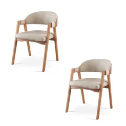 Kit 2 Cadeiras para Mesa de Jantar Gaia Yescasa Bege Linho Bege