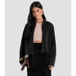 Jaqueta Feminina em Tricot Glow Shine Dianna Preto
