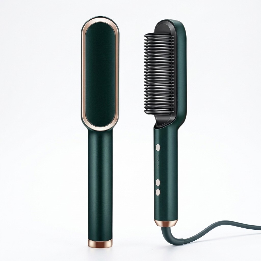 Escova Alisadora Elétrica Bivolt Verde Alisador De Cabelo Térmico