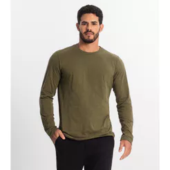 Camiseta Masculina Manga Longa Básica Diametro Verde