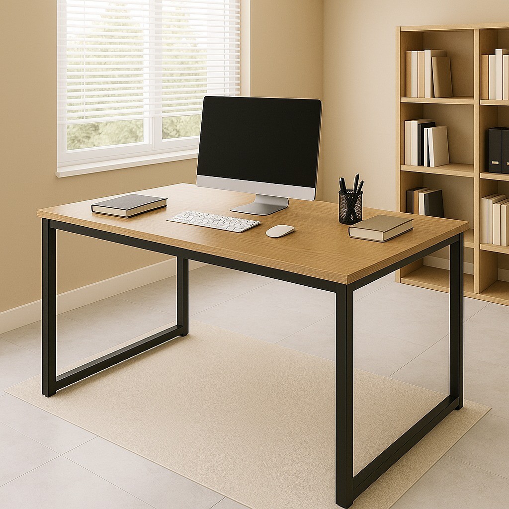 Mesa Industrial para Escritório 120x80 cm com Tampo de Madeira em Oferta na Shopee