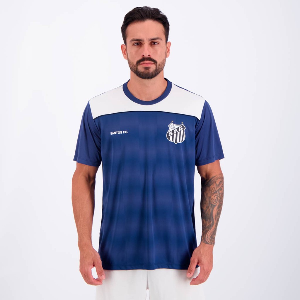 Camisa Santos Fulgor Marinho e Branca em Oferta na Shopee