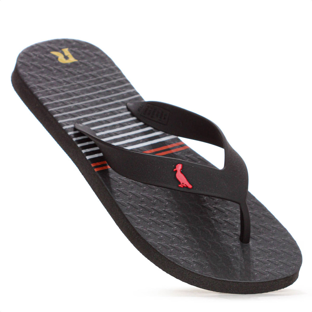 Chinelo Reserva Listra Summer Preto Branco e Vermelho - Masculino