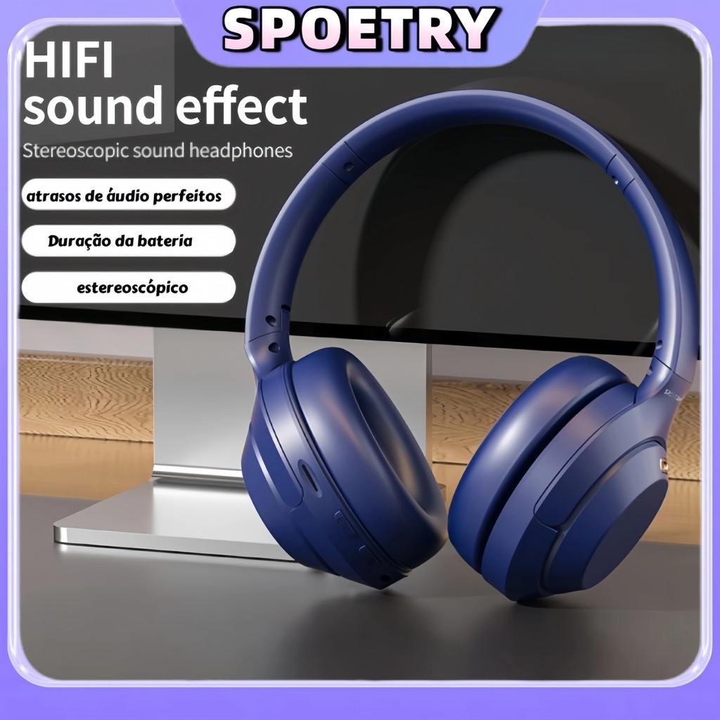 Headphone Sem Fio com Som Estéreo Redundância de Deep ANC Cancelamento de Hi-Res Bluetooth 5.3 em Oferta na Shopee