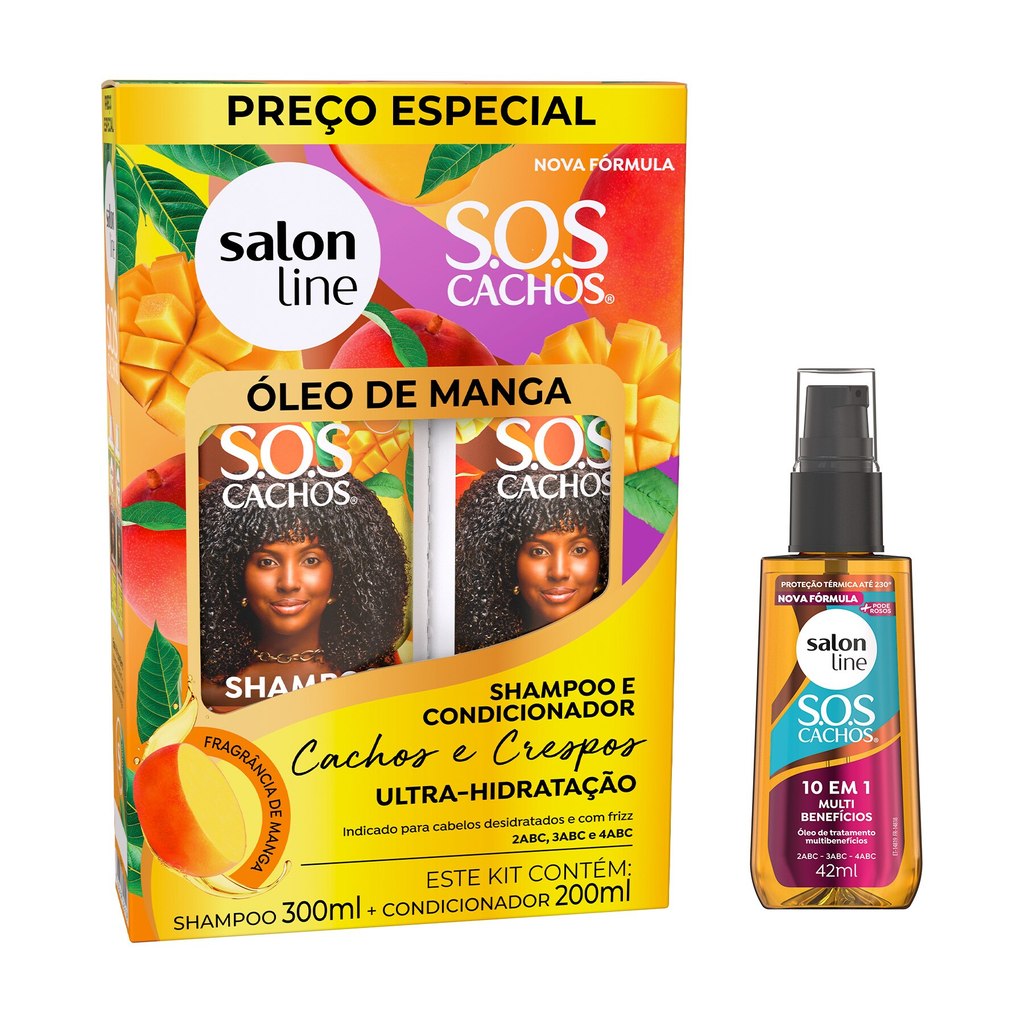 Kit Shampoo e Condicionador e Óleo SOS Cachos Óleo de Manga em Oferta na Shopee