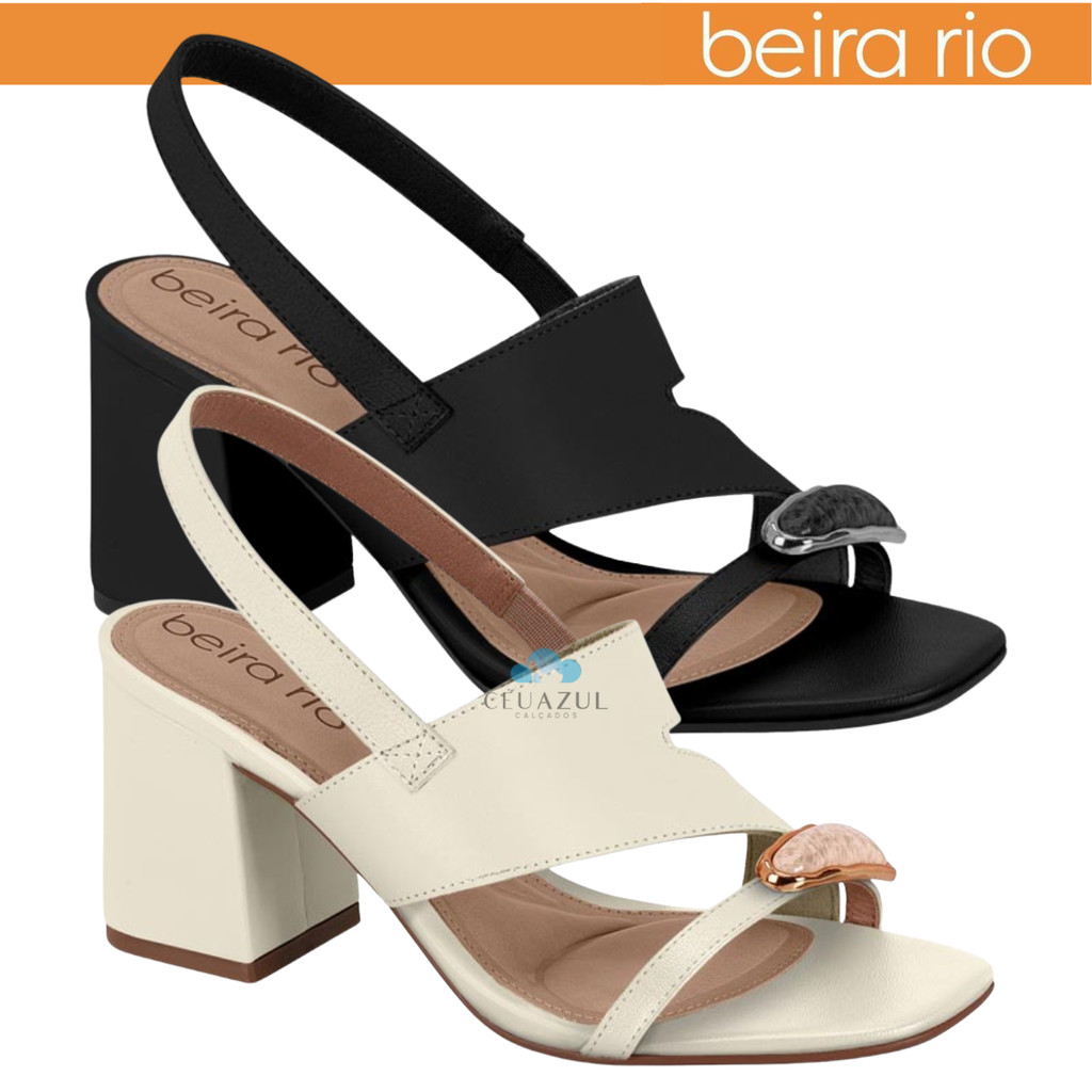 Sandália Feminina Beira Rio Salto Bloco Tira Larga Conforto em Oferta na Shopee