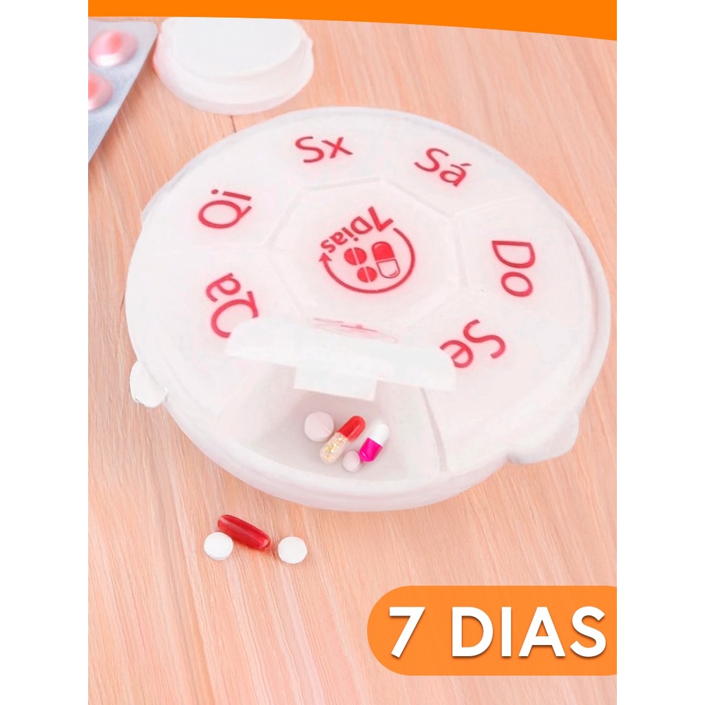 Porta Comprimido Organizador Semanal Multiuso 7 Dias Redondo Portátil em Oferta na Shopee