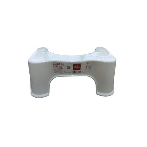 Banquinho Auxiliar Vaso Sanitario Branco Ergonomico Resistente Facilita Postura Higiene