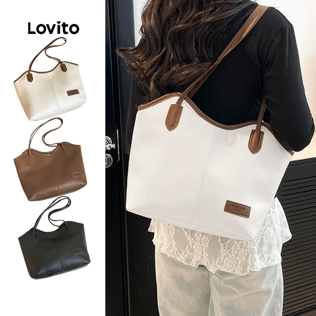 Lovito Bolsa de Ombro Elegante de Grande Capacidade para Mulheres LFA98161 em Oferta na Shopee