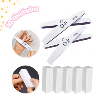 Kit 2/4/6/8/10 Lixas Boomerang, 5 Lixas Bloco, Alongamento de Unhas Fibra e Gel, Nail Designer Profissional
