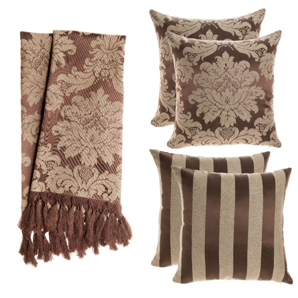 Kit 1 Manta Tecido Jacquard Para Sofá + 4 Capas De Almofada Decorações, casa, Sofá em Oferta na Shopee