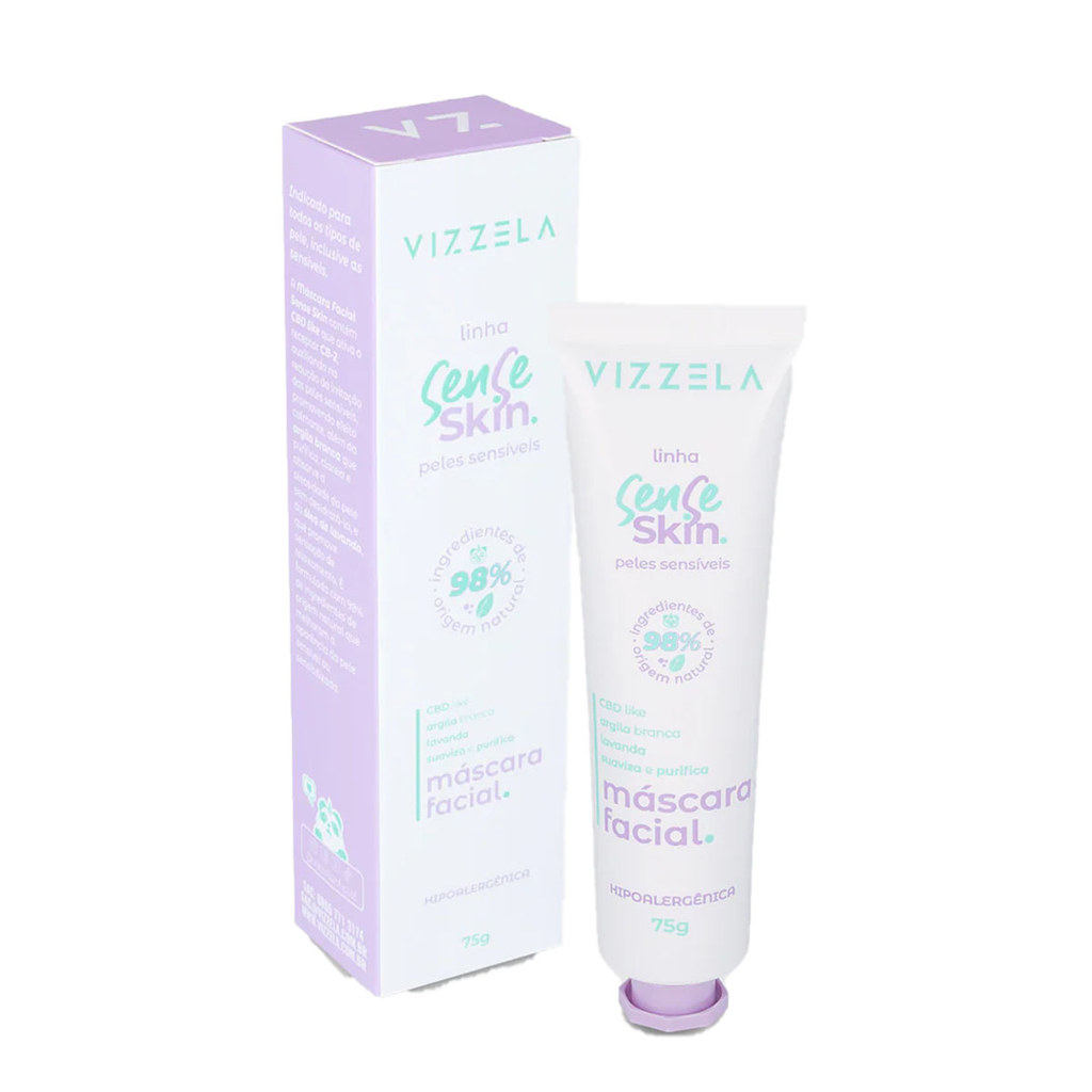 Mascara Facial Vizzela Sense Skin Peles Sensiveis 75g em Oferta na Shopee
