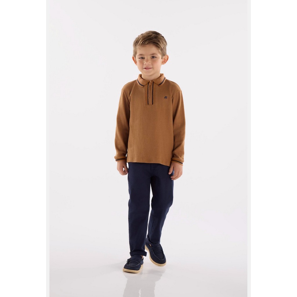 Camisa Polo Infantil Masculina em Malha Colmeia com Zíper Up Baby