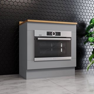 Balcão Forno Embutir com Tampo Emily Espresso Móveis Cinza/Nature em Oferta na Shopee