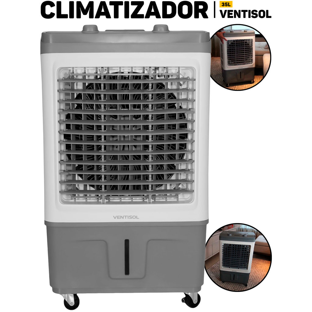 Climatizador De Ar Ventisol Clin35 Pro 35L 150W Portátil Ventilador Umidificador Industrial Casa Residência Galpão
