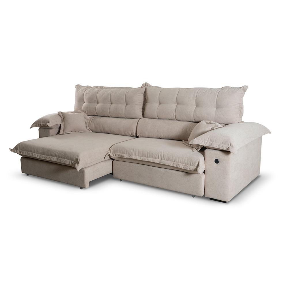 Sofá 3 Lugares Retrátil e Reclinável com USB Absoluto Linho Bege em Oferta na Shopee