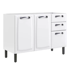 Balcão Para Lavanderia e Área de Serviço Itatiaia New Premium Aço 3 Portas e 2 Gavetas Sem Tampo Branco