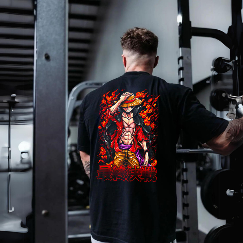 Camiseta Academia Oversized estampada Luffy Estampado Moda GYM Anime 100% Algodão Lançamento