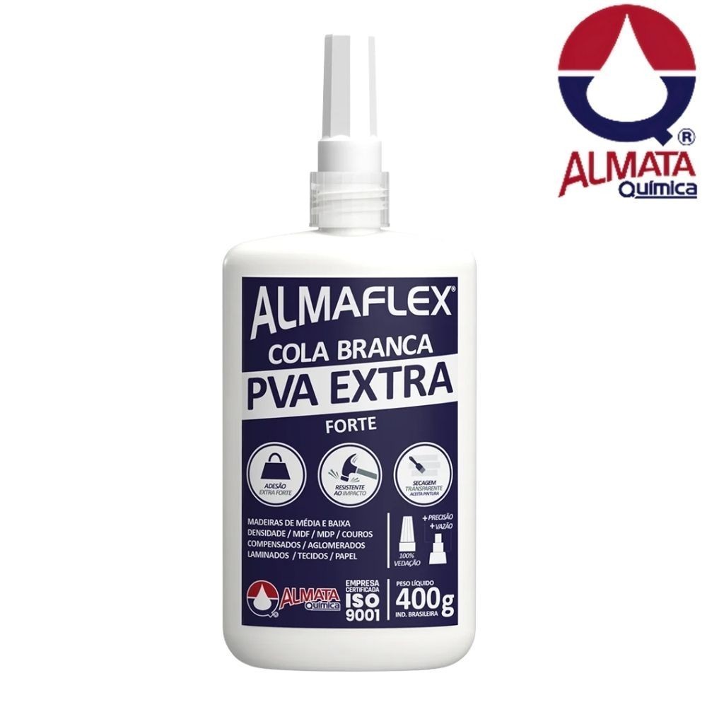 Cola Almaflex PVA 768 Extra Forte 400g – Máxima Resistência para Madeira, MDF e Montagens Profissionais!