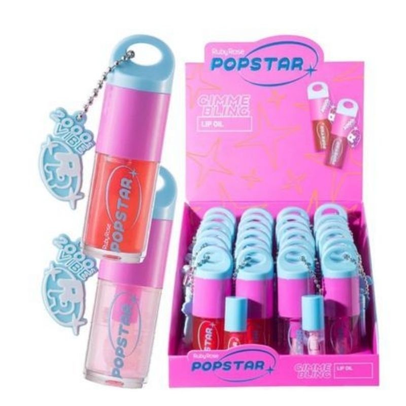Box C/ 24 Pcs Ruby Rose Lip Oil Popstar Gimme Bling HB-L6507