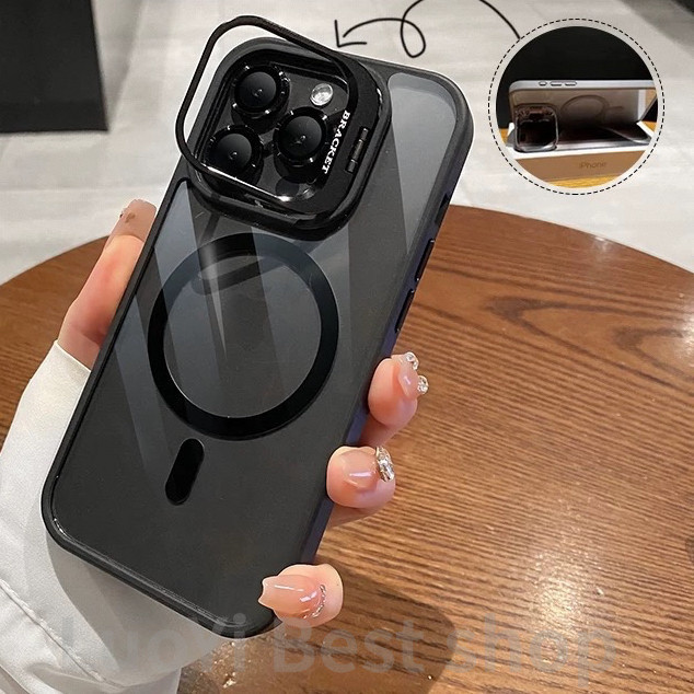 Capa MagSafe Translúcida de Luxo para iPhone 11, 12, 13, 14 Pro Max com Proteção Metálica de Lente