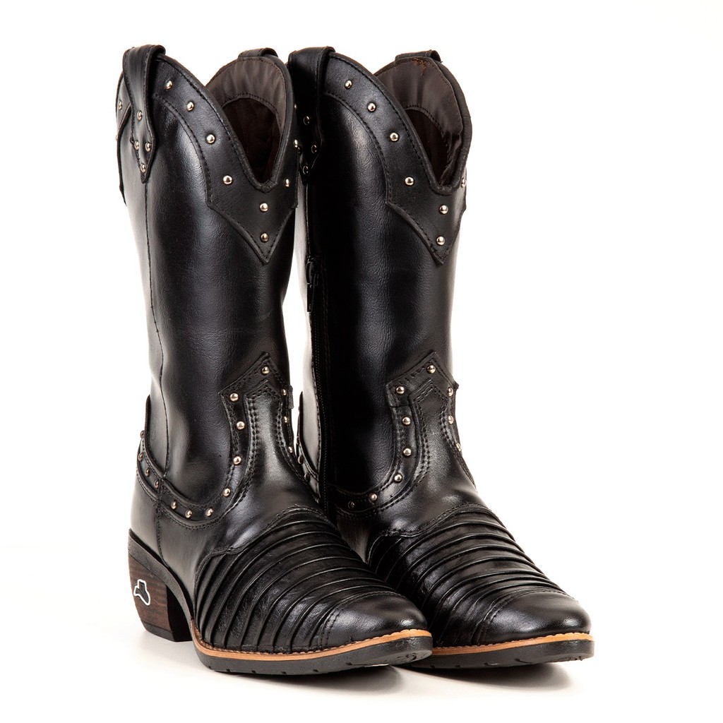 Bota Couro Preta Cano Alto: Onde Comprar | BuscaProdutos