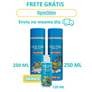 Kit Higiene Completo para Bebê - Kit Bebê Feliz Shampoo Sabonete e Colônia