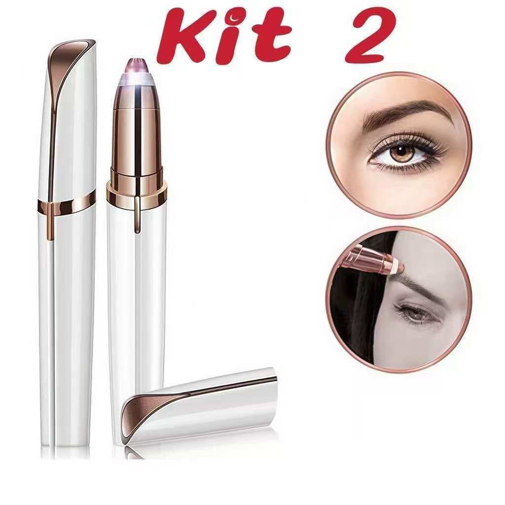 Kit 2 Caneta Depiladora Indolor Removedor de Sobrancelhas Versão com bateria anjgg