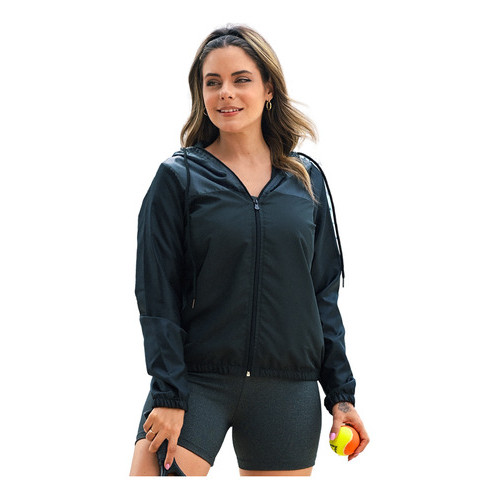 Jaqueta Corta Vento Blusa Feminino Tecido Resistente Água leve de microfibra Capuz elástico Mangas