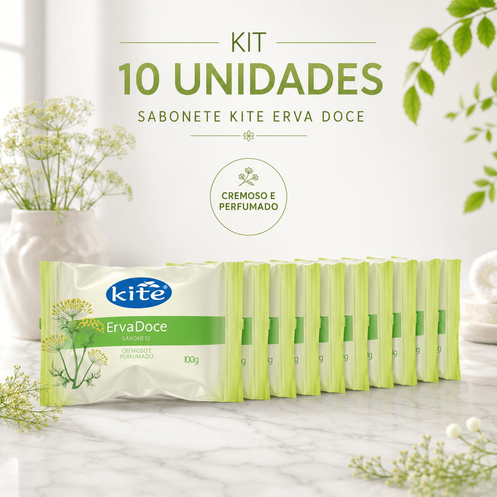 SABONETE KITE ERVA DOCE 100G, CREMOSO E PERFUMADO