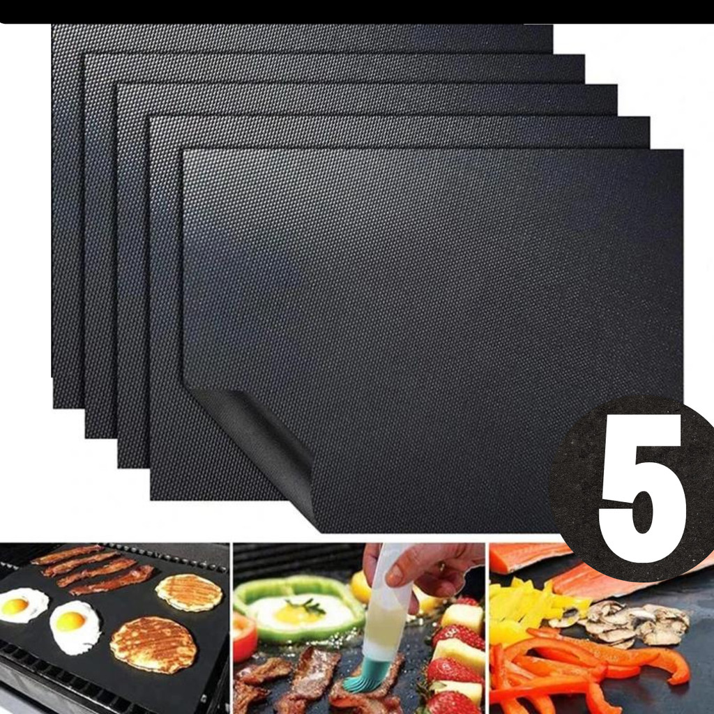 Kit 5 Tapete Grelha Churrasco Anti Aderente Reutilizável