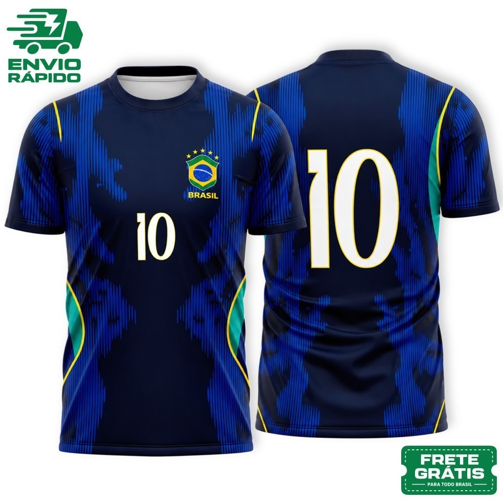 Camisa Camiseta do Brasil AZUL 2026 Torcedor Patriota Copa do Mundo MODELO BORDADA UNISSEX