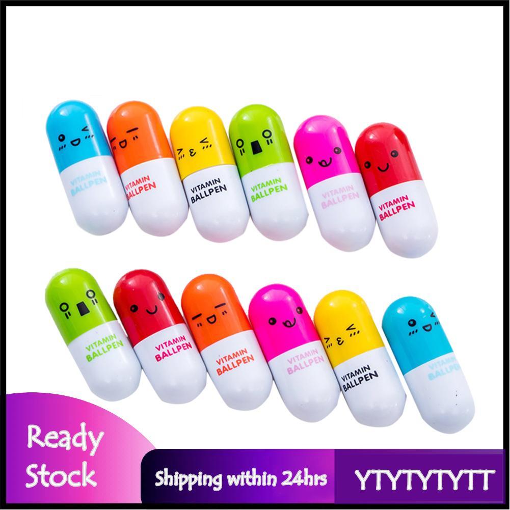 Ytytytytt Aqur2020 mini canetas em forma de comprimidos, escrita mais suave, caneta cápsula retrátil, leve e portátil