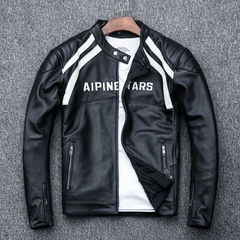 Chuanzang Roupas de corrida Roupas de couro genuíno masculinas de primeira camada de couro para motocicleta Harley Roupa