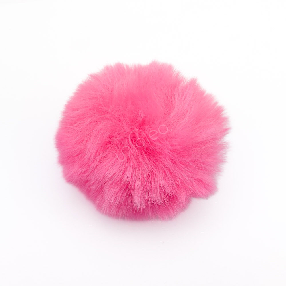 Bolinha Pelúcia Pompom 8cm Rosa Chiclete com Elástico em Poliéster - unidade