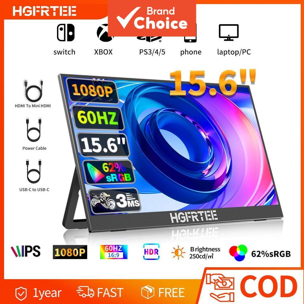 HGFRTEE Monitor Portátil de 15,6 Polegadas 1080P IPS, USB-C, HDMI, HDR, Ultra-Leve, Tela Externa de Seda Extensão para