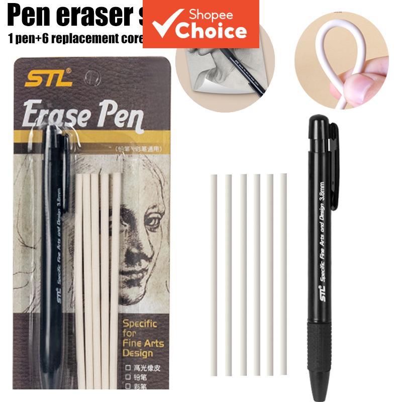 Conjunto De Borracha De Lápis 3.8 Mm Com 6 Núcleos Flexíveis Para Esboçar Destaques Desenho Caneta Manuseio De Erros