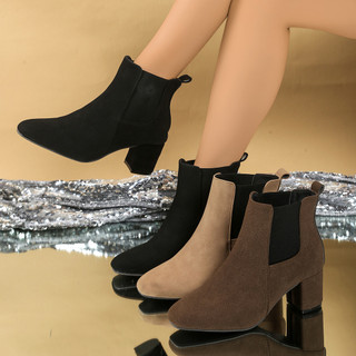 Mais fino olhar Martin botas dedo do pé apontado botas curtas femininas 2025 novo estilo All-Match salto grosso botas nu