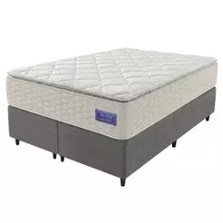 Cama Box Queen Colchão Ortopédico Atena Molas Ensacadas Pillow Top 158x198x76cm Hip Sleep