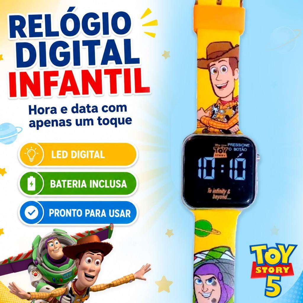 Relógio Digital Toy Story Led Infantil Com Data E Hora Ajustável Toyng